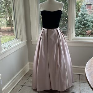 Betsy Adam strapless velvet and taffeta formal dress